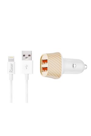 Car Charger Dual USB With USB to Lightning Cable MFI Certified