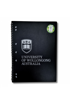UOW Black Spiral Bound Notebook A4