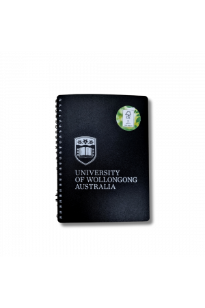 UOW Black Spiral Bound Notebook A5