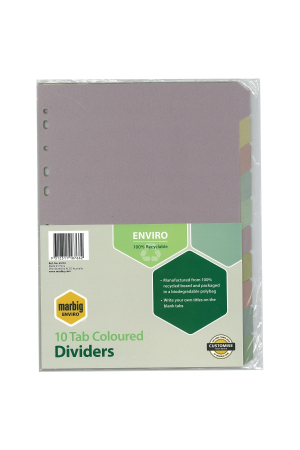 Marbig Enviro 10 Tab Coloured Dividers