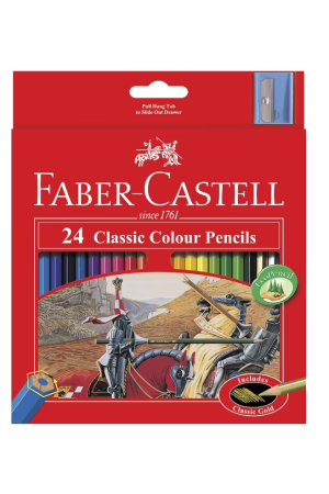Faber Castell Colour Pencils 24 Pack + Sharpener