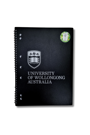 UOW Black Spiral Bound Notebook A4