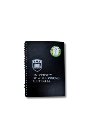 UOW Black Spiral Bound Notebook A5