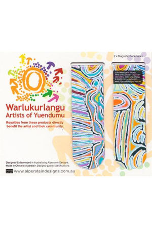 Warlukurlangu Aboriginal Art Magnetic Bookmark Set (2) - Mina Mina Dreaming (Blue)