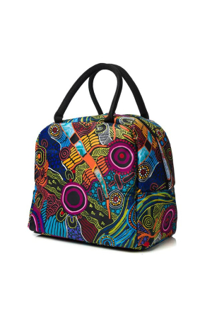 Justin Butler Aboriginal Art Insulated Lunch Tote Bag - Dingo & Kangaroo Storyline