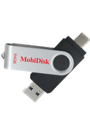 USB + USB-C Flash Drive 64GB Black