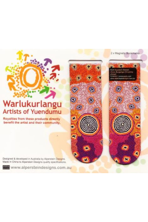 Warlukurlangu Aboriginal Art Magnetic Bookmark Set (2) - Green Budgerigar Dreaming