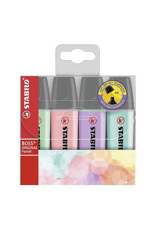 Stabilo Boss Highlighter Pastel 4 Pack