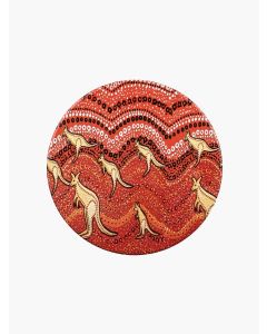 Aboriginal Kangaroo Sunset Ceramic Trivet