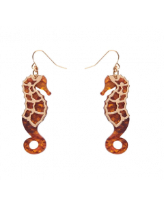 Orange Seahorse Drop Earrings