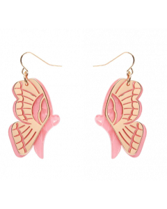 Pink Butterfly Textured Resin Drop Earrings