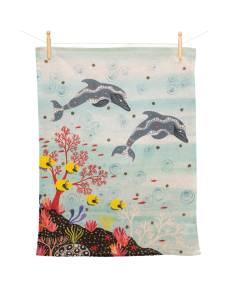 Aboriginal Dolphin Cotton Tea Towel